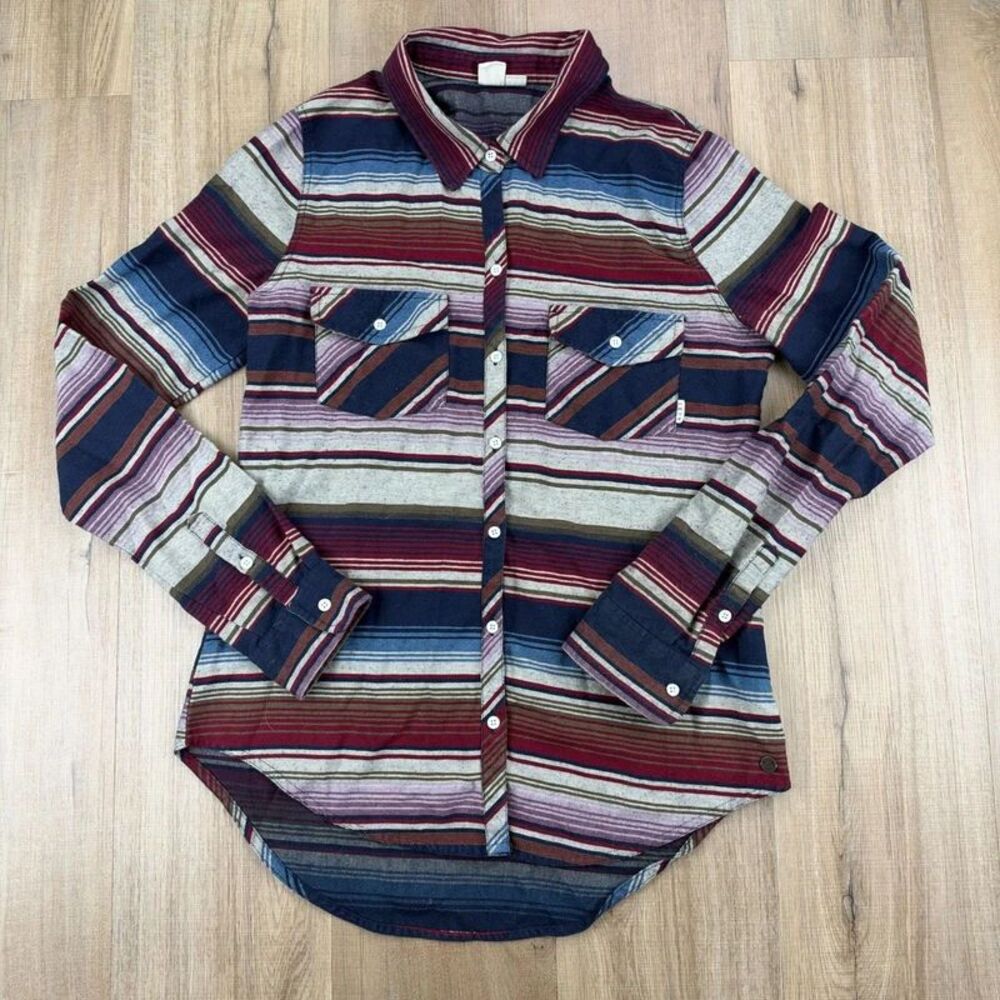 Roxy Women's Medium M Striped Boho Midwestern Rodeo Camp Site Shirt